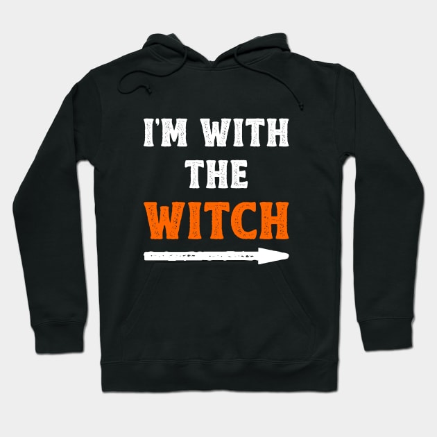 Funny Halloween I'm With The Witch Costume Couple Hoodie by DLEVO